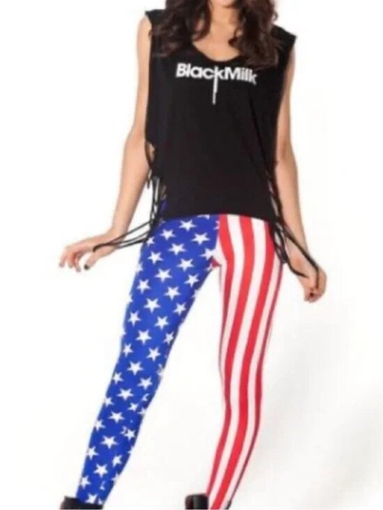 Black Milk American Flag Leggings – S, New Without Tags - Picture 1 of 7